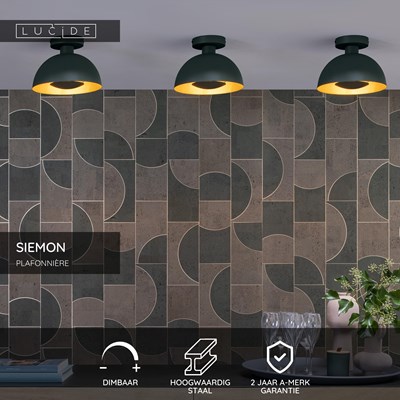 Lucide SIEMON - Plafonnière - Ø 25 cm - 1xE27 - Groen